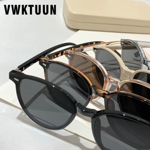 VWKTUUN Sunglasses Men Women Round Shades Driver Driving Eyewear Vintage Rivet Frame Oversized Brand Designer Sunglasses UV400