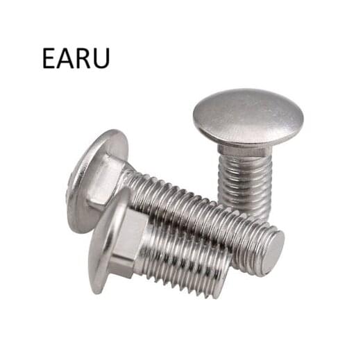 M6*12/16/20/25/30/35/40/45/50/60mm 304 Stainless Steel DIN Standard Carriage Shelf Screws Bolt Square Neck Round Pan Truss Head