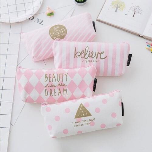 New Kawaii Cosmetic Bag Case Canvas School Supplies Stationery Gift Make Up Organizer Bag Portable for Travel Carteras Feminina