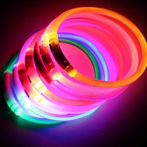 USB Rechargeable LED Pet Dog Collar Flashing Glow Glowing Luminous Night Dogs Collars Cat Necklace Puppy Dog Pets Flash Collars