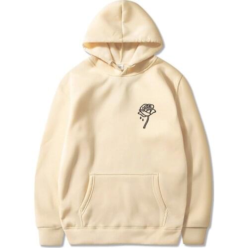 Fashion Hoody Rose Flower Print Hoodie Men Women Sweatshirt Spring Autumn Streetwear Hip Hop Casual Pullover Hooded Male Tops