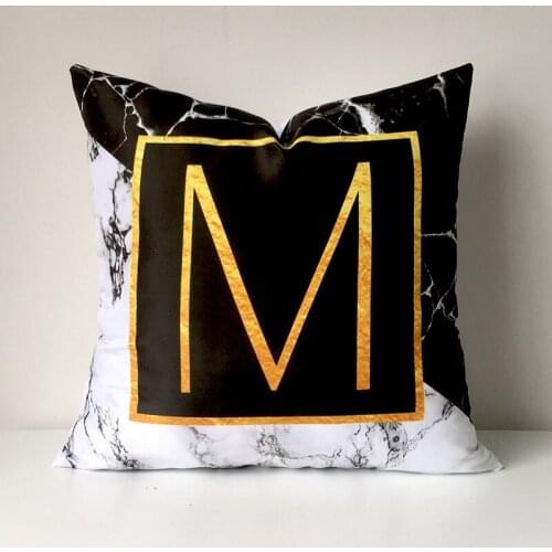 Creative Marble Pattern Golden English Letter Polyester Hugging Pillowcase Sofa Cushion Pillowcase Home Decoration Products