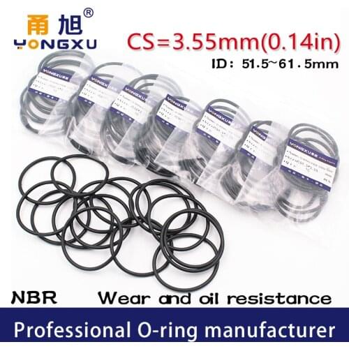 5PC/lot Rubber Ring NBR Seal O-Ring CS3.55mm ID51.5/53/54.5/56/58/60/61.5*3.55mm O Ring Seal Gasket Nitrile ORing Oil Resistance