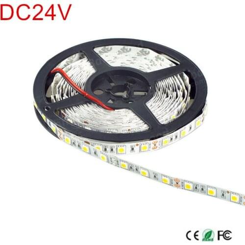 DC24V Waterproof LED Strip 5050 fiexible light 60Led/m,5m/lot ,Red/Green/Blue/Yellow/Cold White/Warm white/RGB,Free shipping