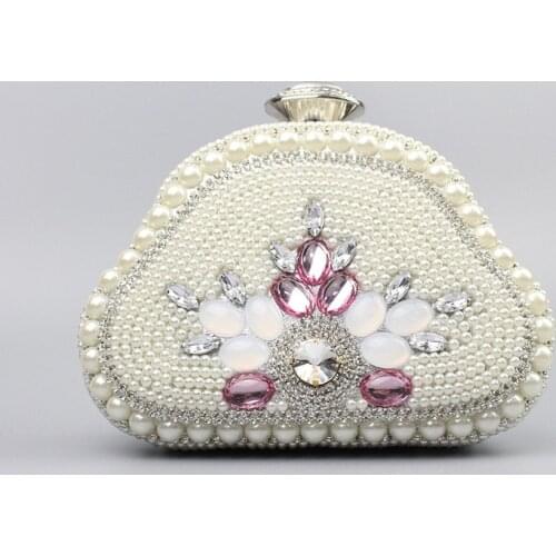 2019 Luxury Crystal Flower Handmade Pearl Evening bags Lady Party Wedding Party Day Cluches purses and handbags sac a main