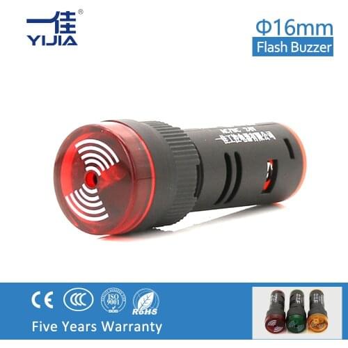 1PCS 16mm Flash buzzer Indicator Light 12V 24V 110V 220V alarm signal lamp RED YELLOW GREEN AD16-16SM