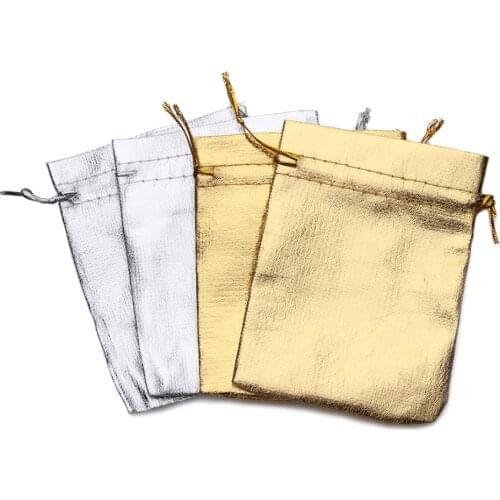 25pcs/lot 9x12cm 7x9cm Mixed Gold Siler Drawstring Organza Jewelry Organizer Pouch Satin Christmas Wedding Gift Bag Jewelry Bag