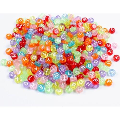 4*7mm 100/200/300/500Pcs Letter Acrylic Beads Round Flat Alphabet Loose Spacer Beads For Jewelry Handmade DIY Bracelet Necklace