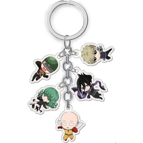 Anime One Punch Man Keychain Cartoon Figure Acrylic Pendent Keyring