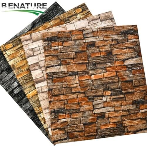 BENATURE 10pcs 70*77cm 3D Vinyl decor wall Brick Wall Stickers home decor Waterproof Self-adhesive Wallpapers For Living Room