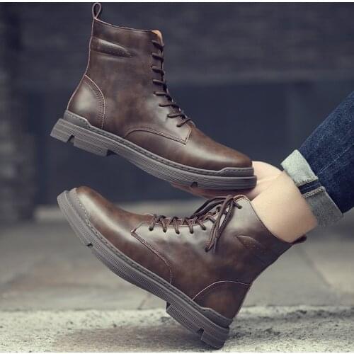 Martin boots summer breathable high-top shoes trend leather all-match Korean version of the retro British style tooling boots