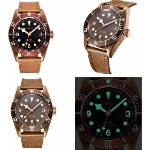 Luxury Corgeut Top Brand 41MM Sport Sapphire Glass Sterile Coffee Dial PVD Mechanical Male Clock Japan NH35 Automatic WristWatch