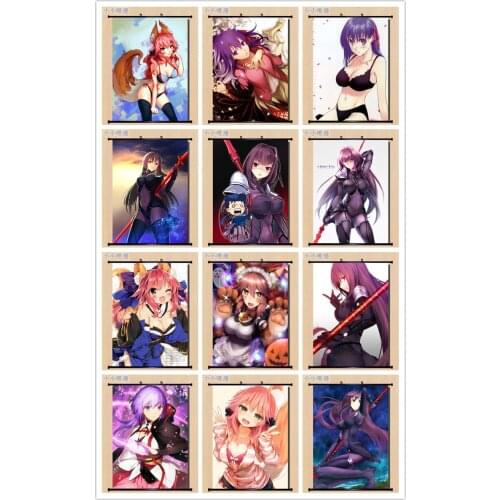 Coscase Japanese Anime Fate/Grand Order Tamamo no Mae & Illya & Chloe & saber Home Decor Wall Scroll Poster Decorative Picture