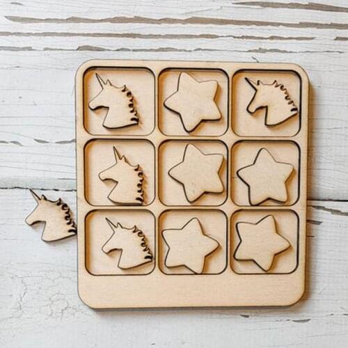 Flower Heart Wooden Tic Tac Game Toys,Laser Cut Wood XO Funny Parent-Child Interaction Game Board For Kids