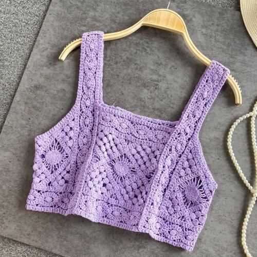 Ethnic Bohemia Crop Top Women Bralette Beach Tops Crochet Bandeau Bustier Halter Boho Sexy Hollow Out Cropped Top