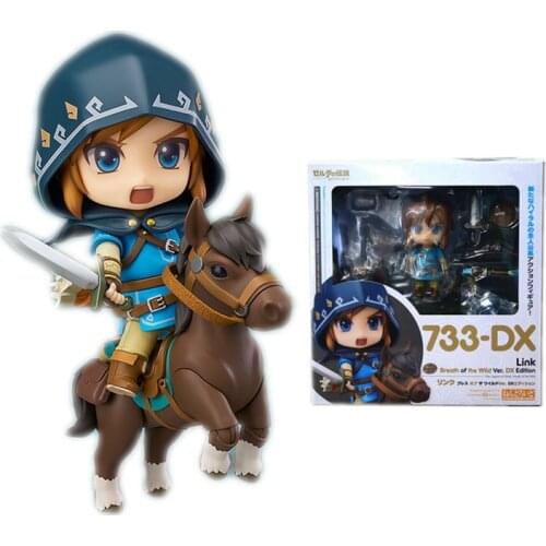 Anime Figures Zelda Link Figma PVC #733-DX Breath Of The Wild Model Brinquedos Bandai Figural Juguetes Collectible Link Kids Toy