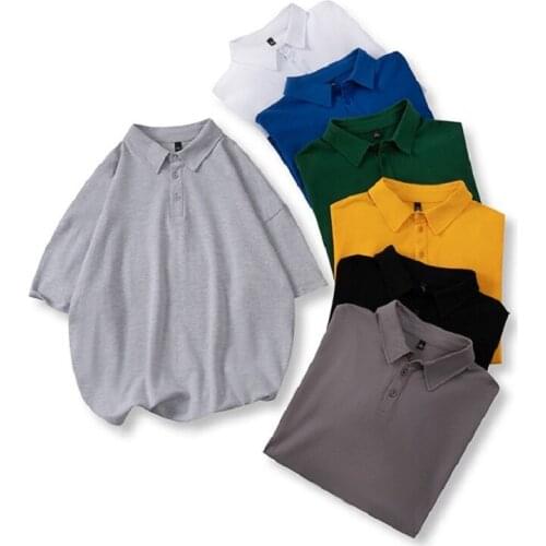 Summer Men Cotton Lapel Short-sleeved Fashion Loose T-shirt Trend New Color Daily Work Large Size Clothing -40