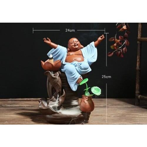 Tathagata Buddha Incense Burner Antique Ceramic Backflow Guanyin Line Incense Holders Burner Fashion Home Decor TeahouseWedding