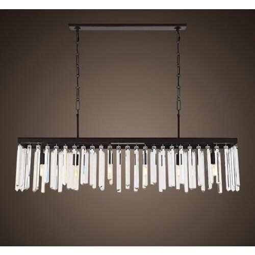 Restaurant crystal chandelier American simple retro rectangular dining room lamp modern classical dining table lamp