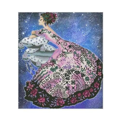 Artistic hand-dyed hand-painted cross-stitch cloth with beaded metal thread cross-stitch kit MD angel styles cross stitch MD161