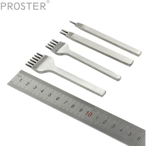Proster Leather Craft Tool 4mm Hole Punches 1+2+4+6 Prong Lacing Stitching Punch Leather Craft Tools Stitching Sewing Punches