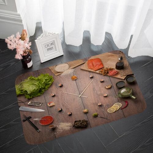 Exquisite Sushi Cuisine Pattern Floor Mat Hallway Carpets and Rugs for Bedroom Living Room Kitchen Bathroom Anti-Slip Floor Mats
