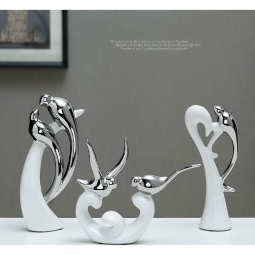 3pcs/set European Style Ceramic Decoration Crafts Figurines & Miniatures Love Birds Home Decoration Accessories