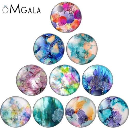 Beauty Colorful Flowers Art Painting 8mm/10mm/12mm/18mm/20mm/25mm Round photo glass cabochon demo flat back Making findings