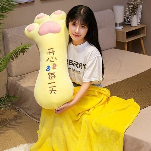 Creative Cute Plush Toys Cats Paw Long Strip Pillow With Air Conditioning Blanket Stuffed Toy Student Nap Quilts Xmas Gifts