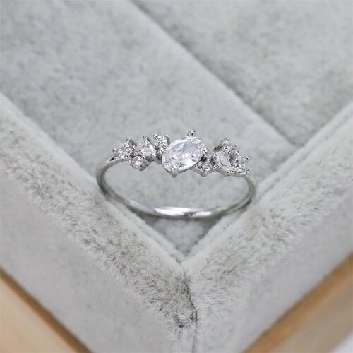 Best selling European and American S925 silver fashion wedding ring water drop zircon oval crystal luxury jewelry womens gift