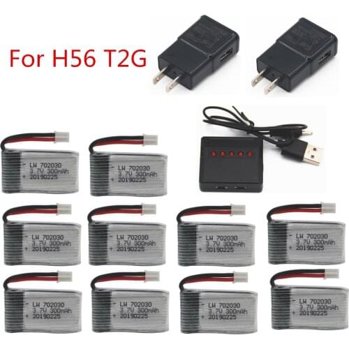 T2G H56 battery 3.7V 300mAh Lipo Battery For H56 T2G Drone Battery for RC Quadcopter Spare Part Lipo Battery and 5in1 Charger