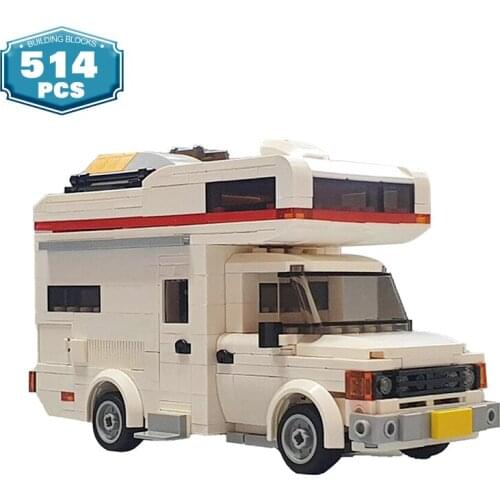 Moc Technical Car Transit MK2 Camper Car Bricks City Road Caravan Street View Friend Picnic Car RV Building Blocks Toys for Boys