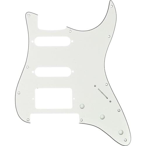Musiclily Pro 11-Hole Strat HSS Guitar Pickguard for American/Mexican Fender Stratocaster Floyd Rose Bridge Cut, 3Ply Parchment