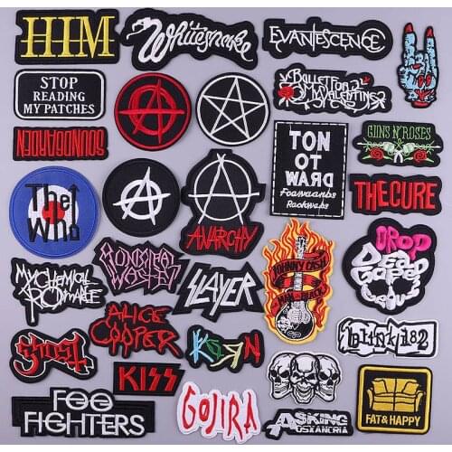 MUSIC ROCK BAND Patch For Clothing Iron-on Badges Stripes Embroidered Applique Ironing Patches On Clothes Sticker Hippie Clothes