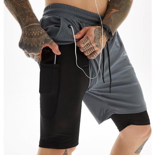 2021 New Running Shorts Men Fitness Gym Training Sports Shorts Quick Dry Workout Gym Sport Jogging Double Deck Summer Men Shorts