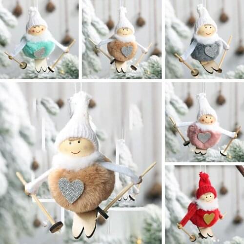 Skiing Plush Angel Christmas Drop Ornaments Christmas Tree Decoration Kids Gift For Holiday Festive Home Decor Dropship