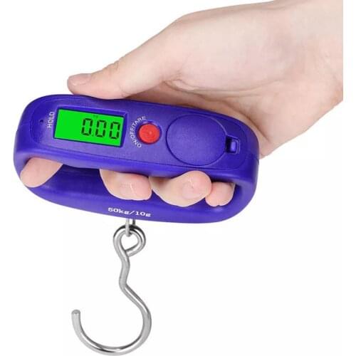 Portable Mini Digital Hand Held 50Kg Fish Hook Hanging Scale Double Precision Electronic Weighting Luggage Scale LED Display