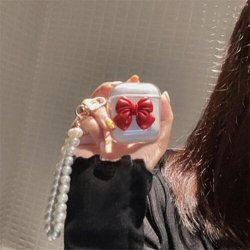 Girls Luxury Airpods Case Bow-knot Case for Airpods 1 2 3 Bracelet Chain Cover Funda Fashion Airpods Pro Cover Coque