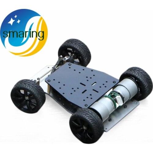 Smart Car Chassis For Arduino Active Differential Front Wheel Servo Steering Gear Drive Belt Encoder Double Motor DIY RC Toy