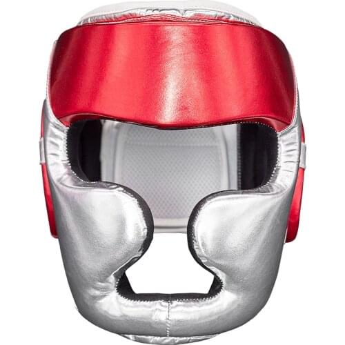 Metallic Boxing Headguard Adult Sanda Headguard Fully Closed Muay Thai Thicken Fighting MMA Training Hood Boxing Head Protection