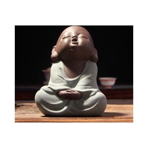 Buddha Statues Small Monk Color Sand Ceramic Home Club Geomantic Decoration Purple Sand Figurines Tea Pet Home Decor Accessories