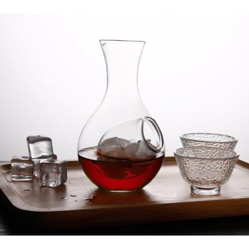 Glass Wine Pot Transparent Japanese Hamster Nest Cooling Room Thumb Cavity Kettle Sake Cup Ice Jug Creative Decanter Wine Bottle