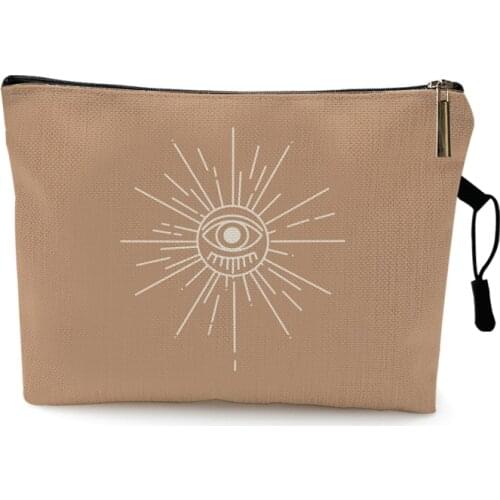 Ethnic Style Nordic Evil Eyes Sun Moon Religion Print Makeup Bag Cute Purses Women Ladies Storage Organizer Pouch Cosmetic Bags