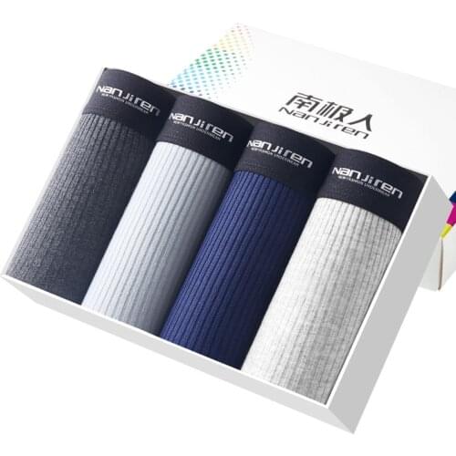 4PCS/Lot Mens Boxer Underwear Cotton Boxers Man Breathable Panties Solid Shorts Brand Underpants Plus Size Solid color