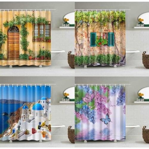 Moldproof Waterproof Printing Shower Curtain Polyester Fabric Shower Curtain Washable Home Decoration Curtain Size Customization