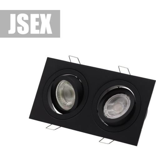 High Quality Aluminum Double heads GU10 MR16 Downlight Holder Black Silver White GU10 Fixture Frame For LED Ceiling Light Trim