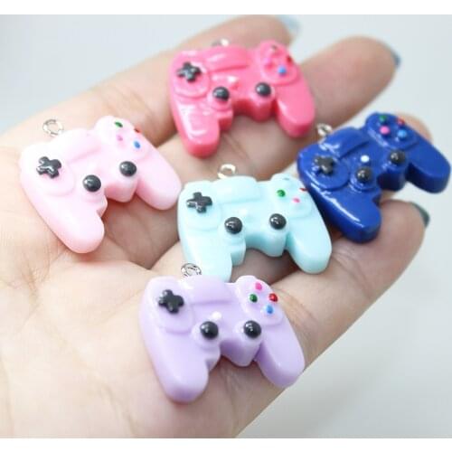 Yamily 10Pcs/Resin 3D Console Handle Charm Cream Game Machine Controller DIY Pendant Jewelry For Keychain Earrings Necklace