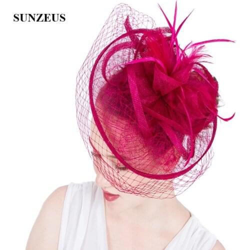 Linen Flowers Wedding Hats and Fascinators Bridal Hats with Face Veil Womens Formal Party Hair Accessories SH62