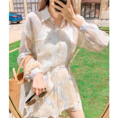 2021 Autumn 2 Piece Set Women Single-breasted shirt+High waist shorts Sets Summer Womens Trouser Suits Bohemian two piece set