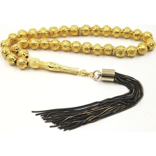 New Golden Tasbih Copper beads 2020 styles Professional misbaha 33 prayer beads muslim accessories bracelet islam Eid gift
